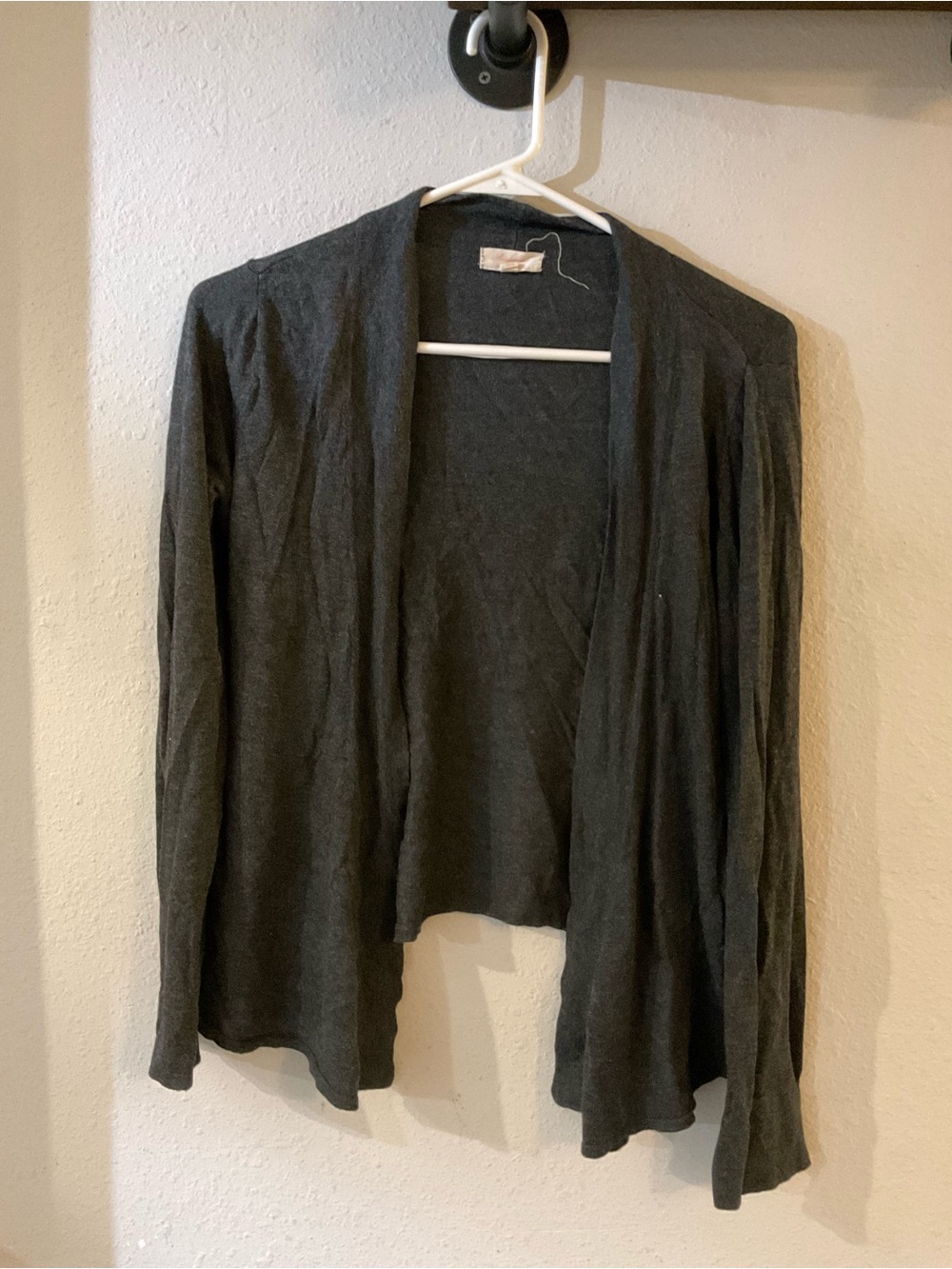 Ambiance Dark Gray Open-Front Women's Cardigan